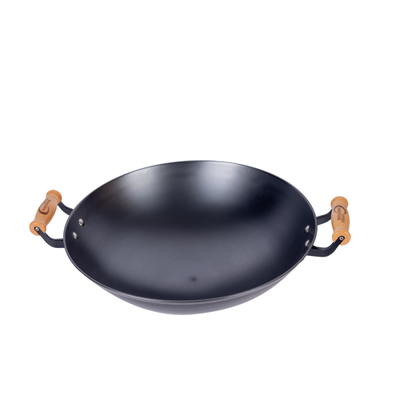 Classic nitriding cast iron wok with 2 side helpers （Round bottom) - Image 2
