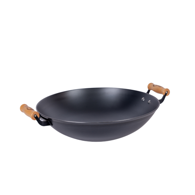 Classic nitriding cast iron wok with 2 side helpers （Round bottom) - Image 3