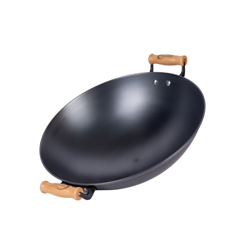Classic nitriding cast iron wok with 2 side helpers （Round bottom) - Image 4