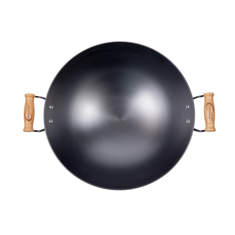Classic nitriding cast iron wok with 2 side helpers （Round bottom) - Image 6