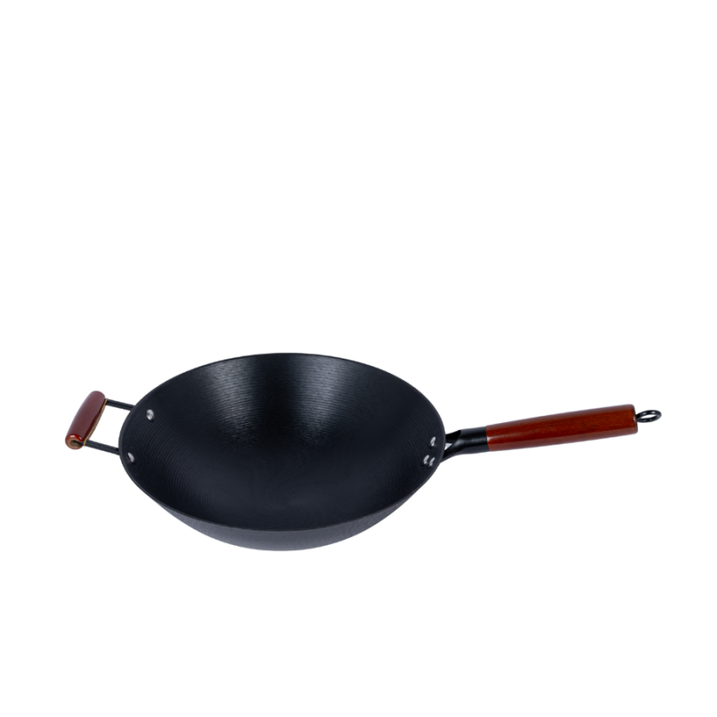 Oil pre-seasoned cast iron wok (round bottom) - Image 2