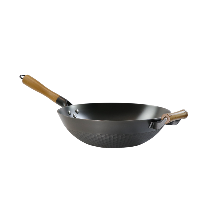 Pineapple texture cast iron wok （Round bottom) - Image 3