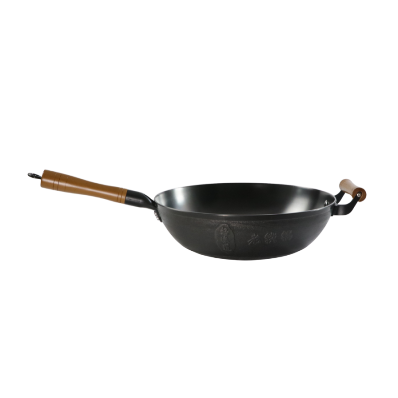 Casted word design cast iron wok （Flat bottom) - Image 2