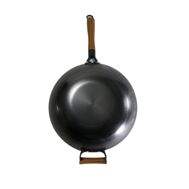Casted word design cast iron wok （Flat bottom) - Image 5