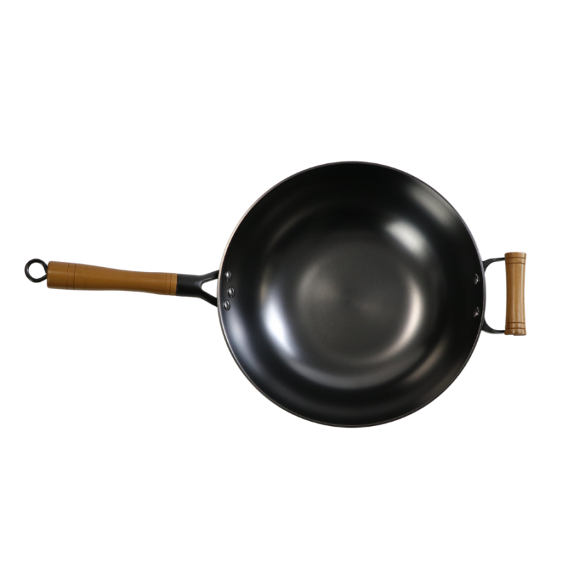 Casted word design cast iron wok （Flat bottom) - Image 7