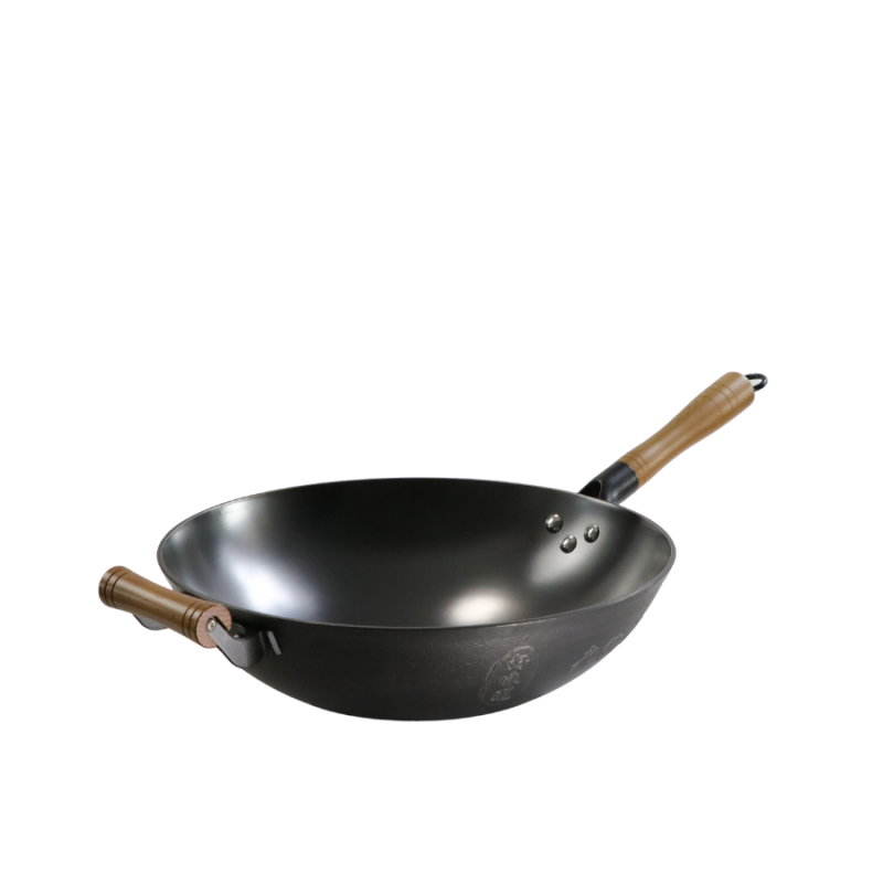 Casted word design cast iron wok  （Round bottom) - Image 2