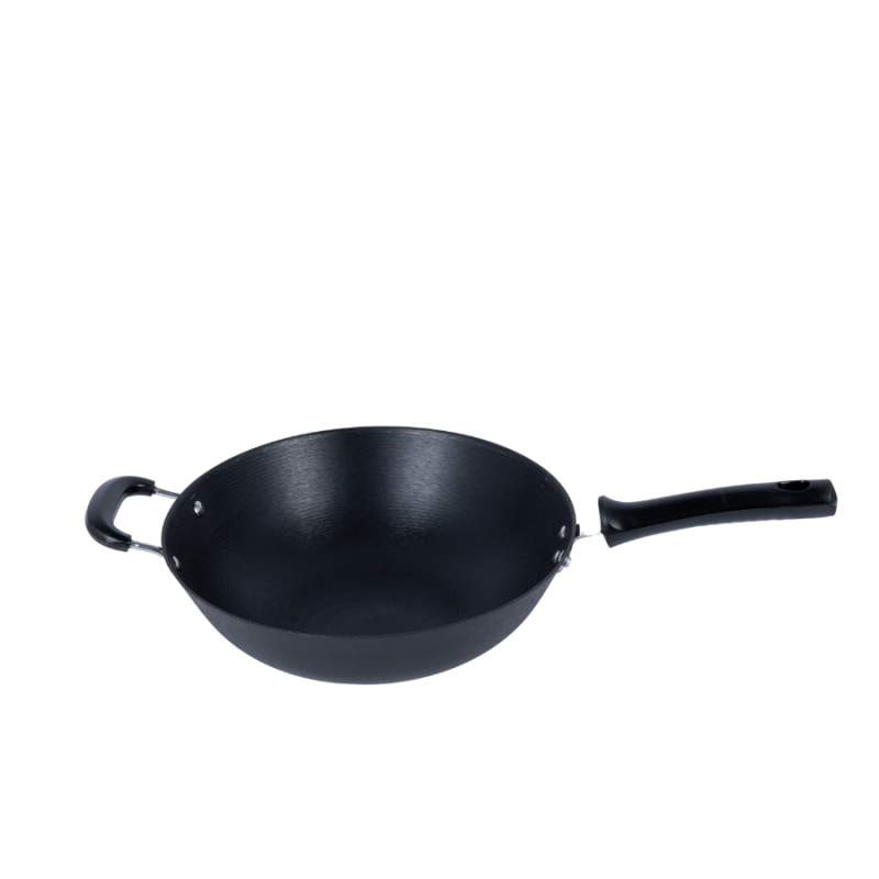 Oil pre-seasoned cast iron wok (flat bottom) - Image 2