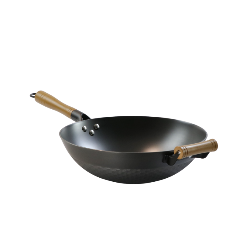 Pineapple texture cast iron wok （Flat bottom) - Image 2
