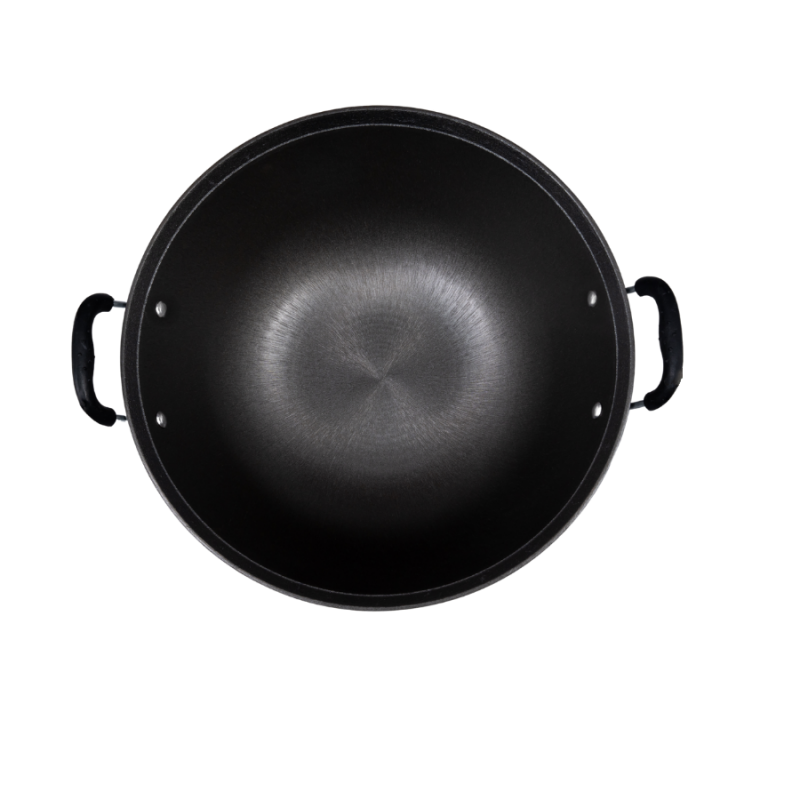 Single-side polished deep wok (round bottom& double handles) - Image 2