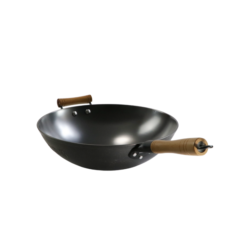 Casted word design cast iron wok  （Round bottom) - Image 3