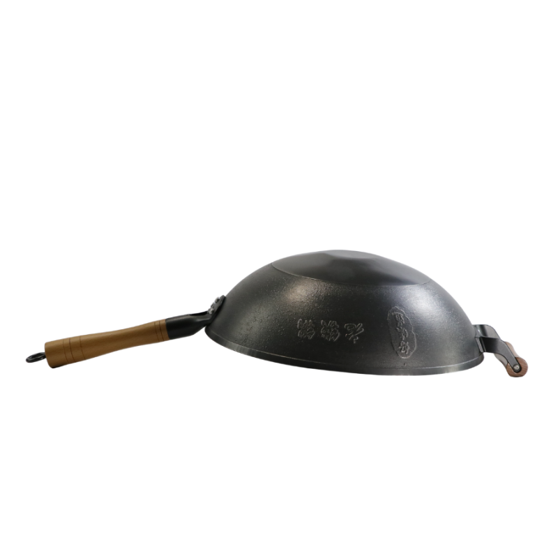 Casted word design cast iron wok  （Round bottom) - Image 4
