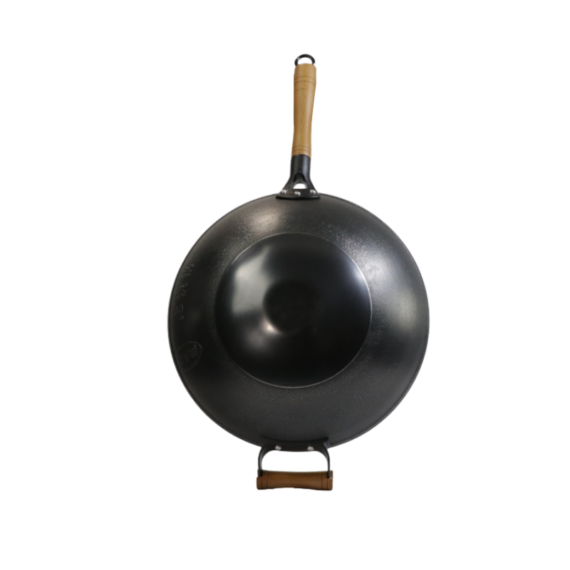 Casted word design cast iron wok  （Round bottom) - Image 5