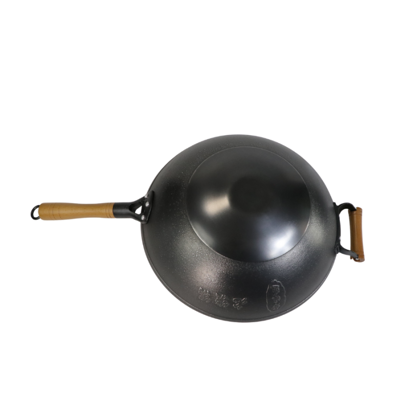 Casted word design cast iron wok  （Round bottom) - Image 7