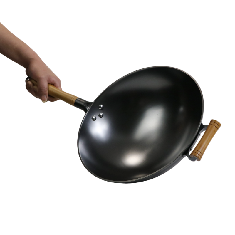 Casted word design cast iron wok  （Round bottom) - Image 8