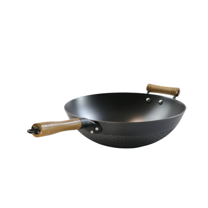 Pineapple texture cast iron wok （Flat bottom) - Image 3