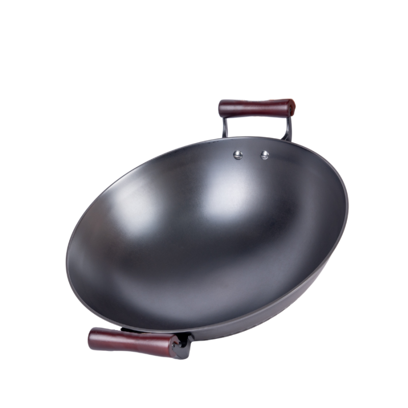 Pineapple texture cast iron wok with 2 side helpers （Round bottom) - Image 6