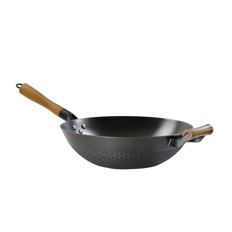 Pineapple texture cast iron wok （Round bottom) - Image 2