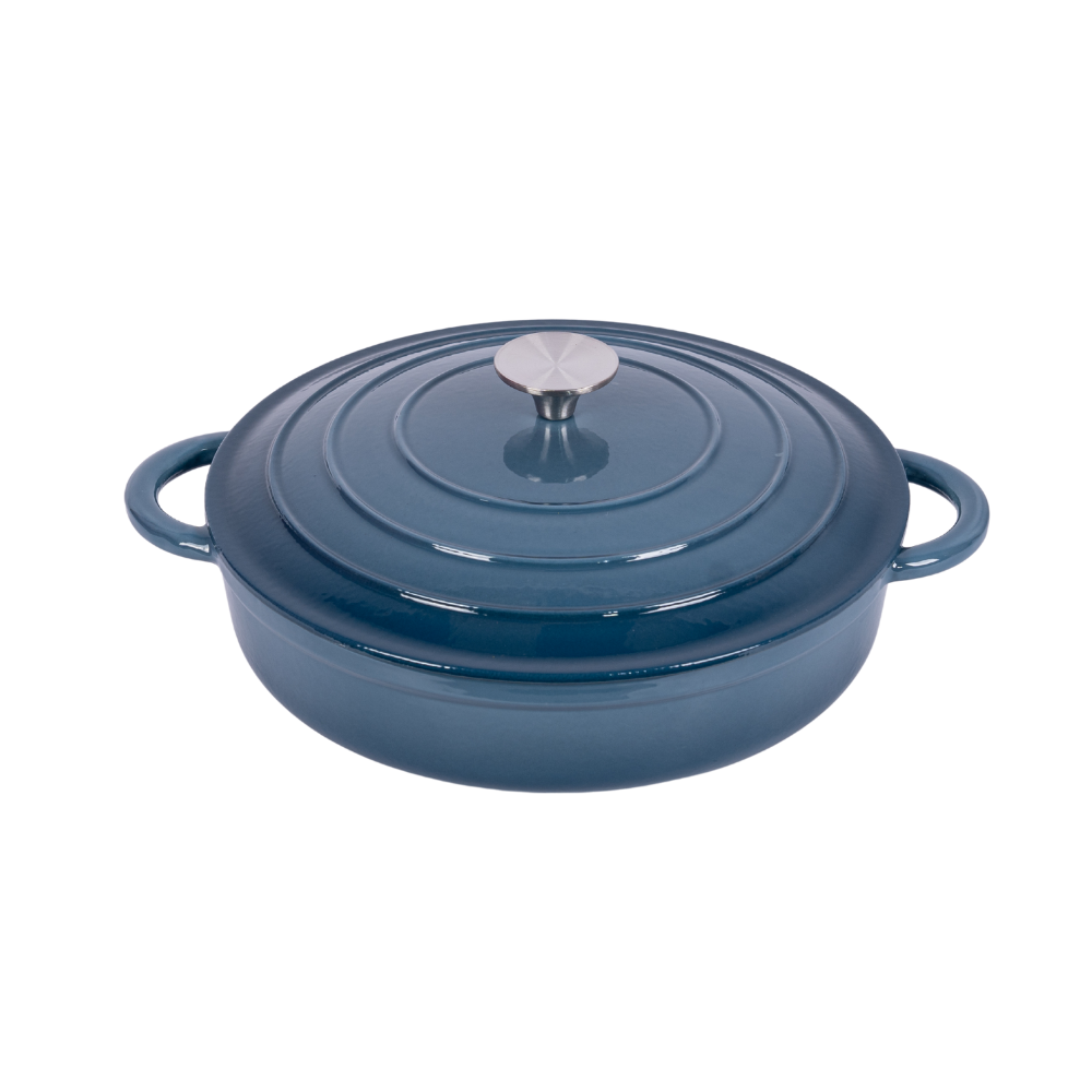 Traditional enameled cast iron shallow casserole - Image 2